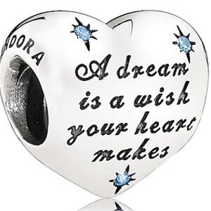 Pandora Disney Silver Heart Charm with Blue Gems